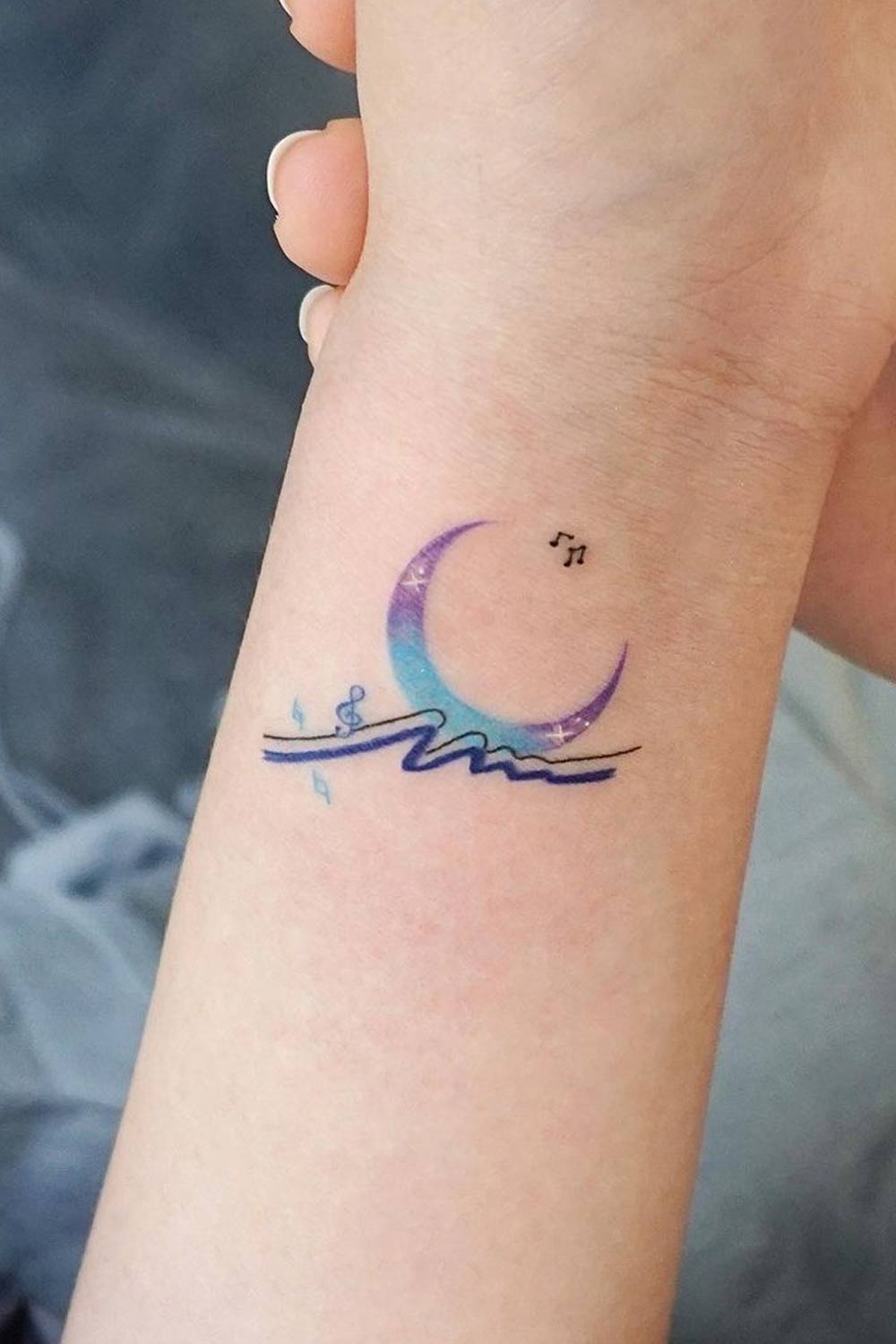 Musical Tattoo with Moon