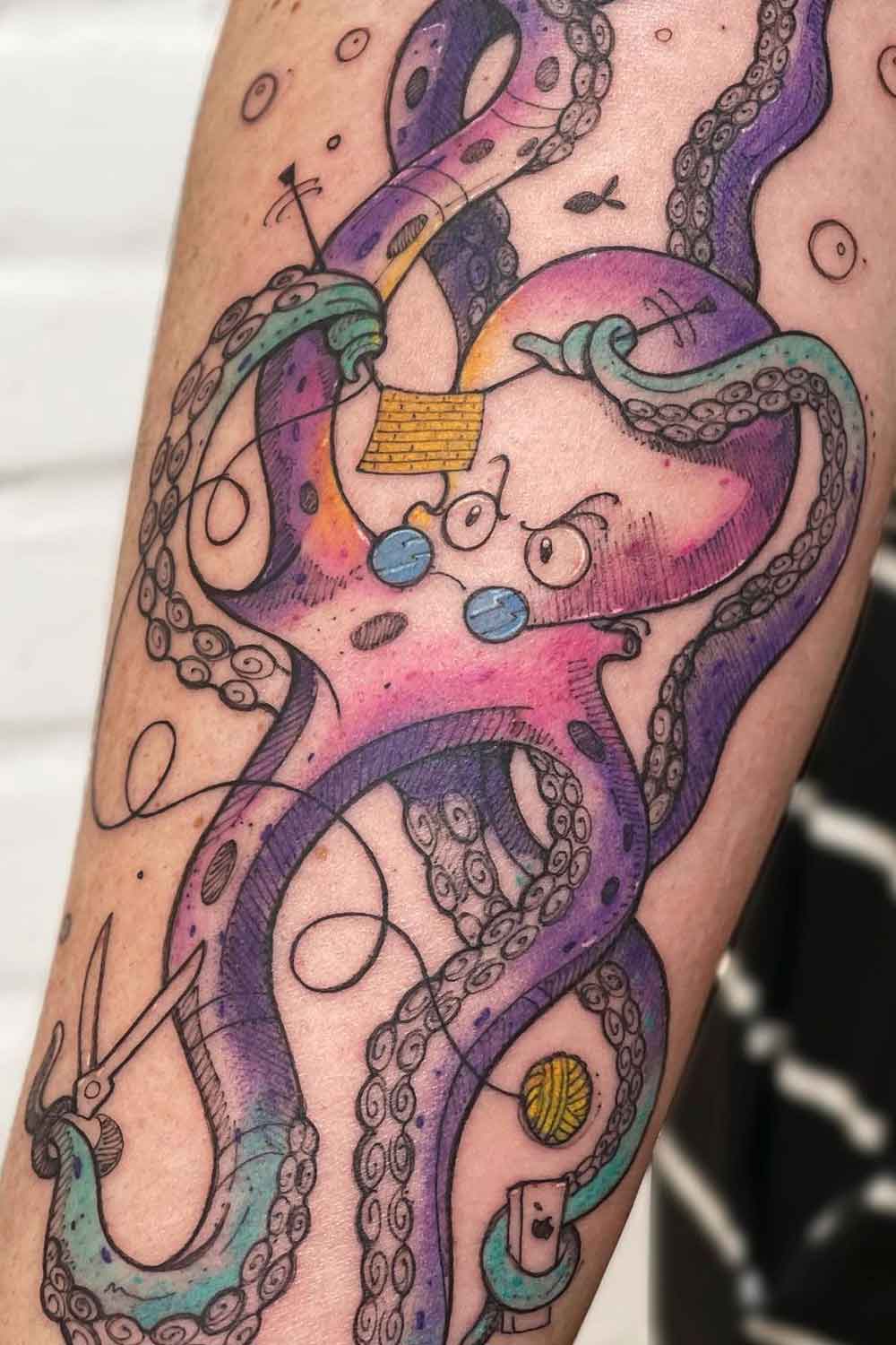 new school girly octopus tattoo