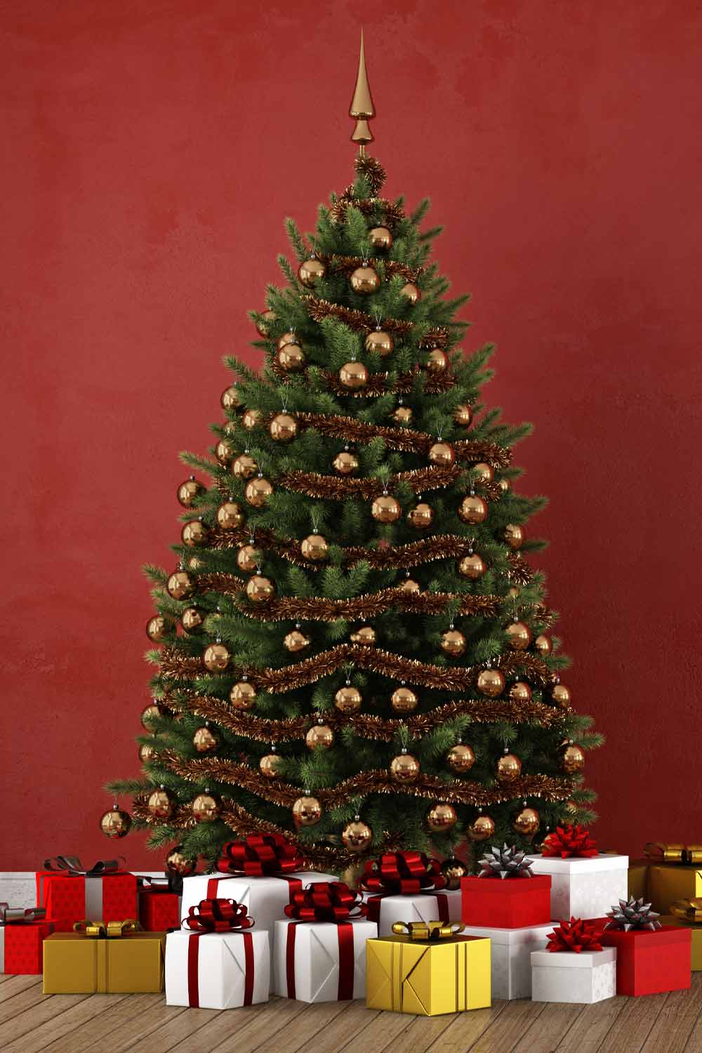 Gold Accent Christmas Tree Decor Idea