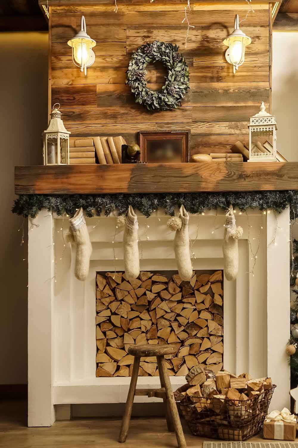 Wood Accent Christmas Fireplace
