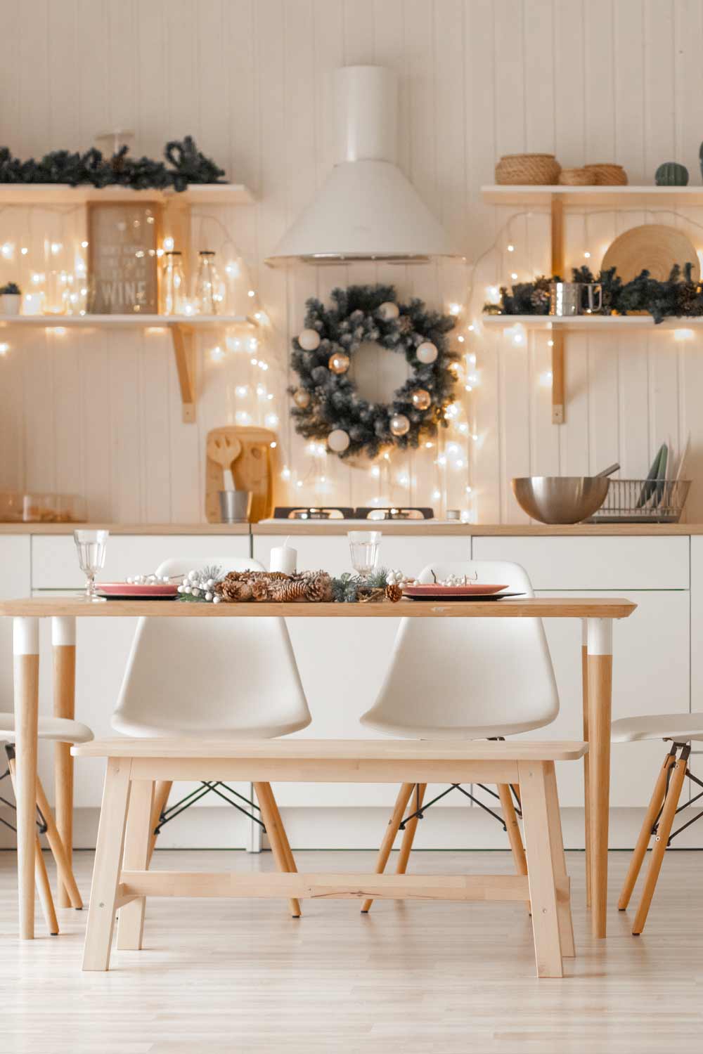Kitchen Decoration with Christmas Lights 