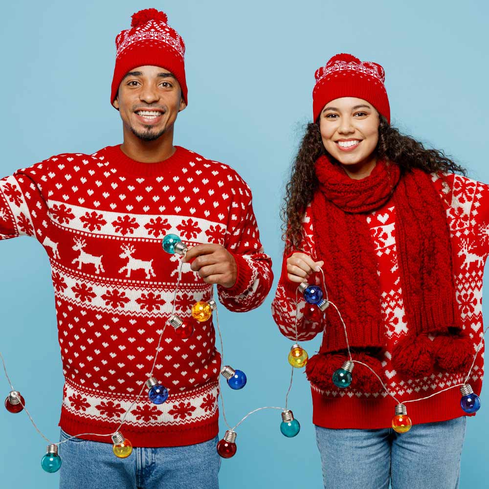 Patterned Christmas Sweaters for Couple