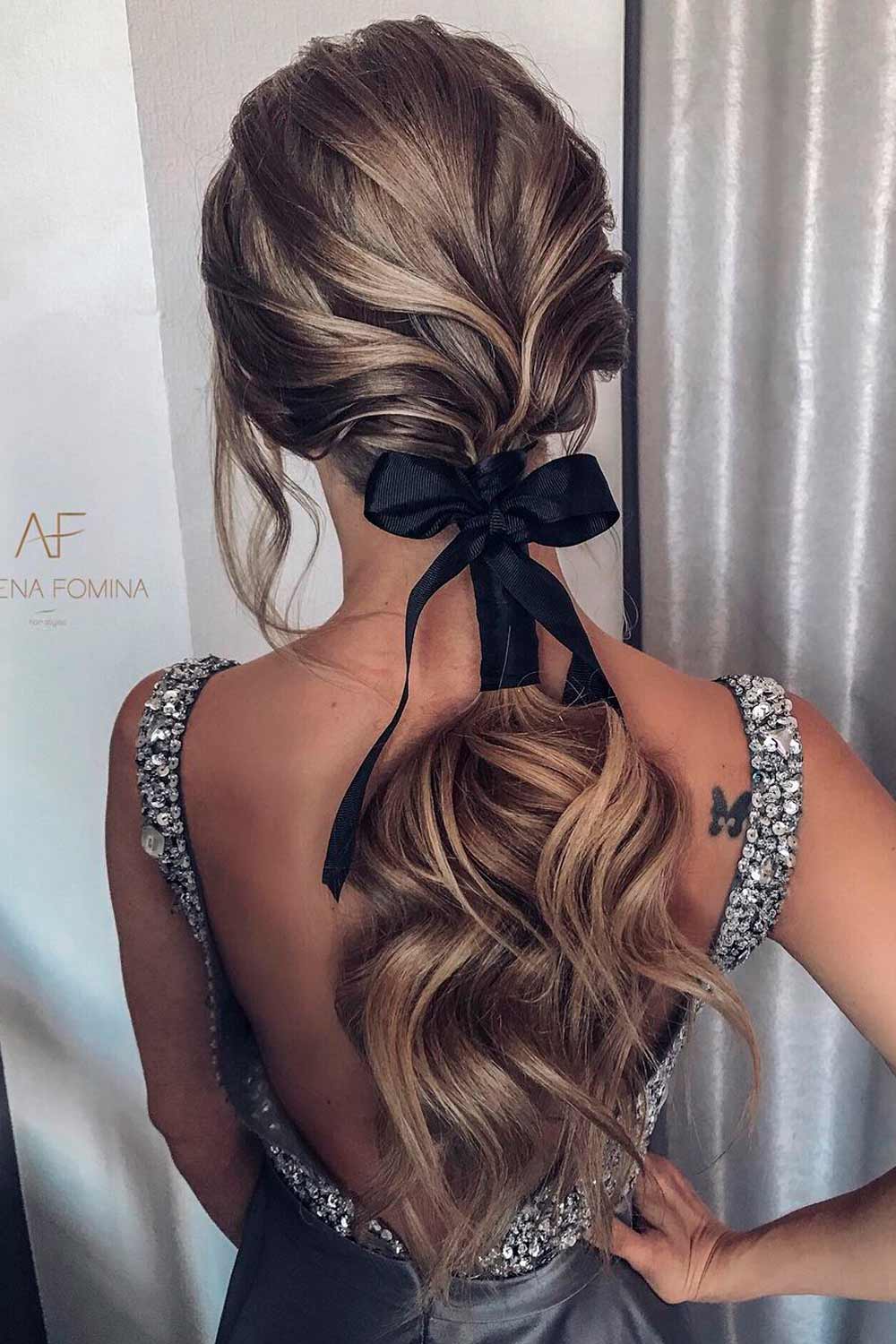 Romantic Hairstyles With Black Ribbon