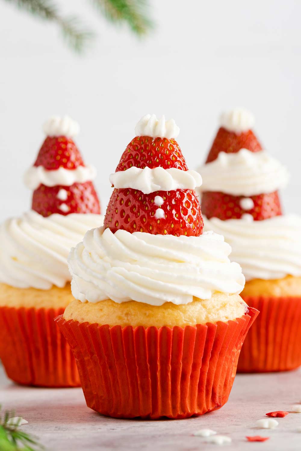 Strawberry Christmas Cupcake with Cream