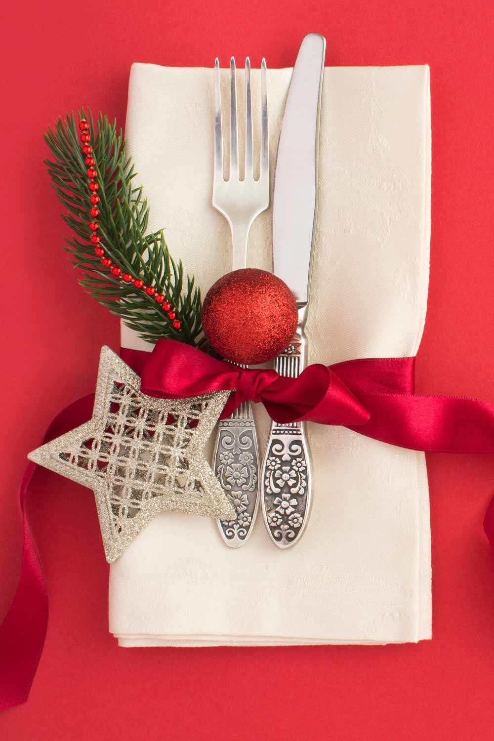 Christmas Napkin Ring Design with Red Ribbon
