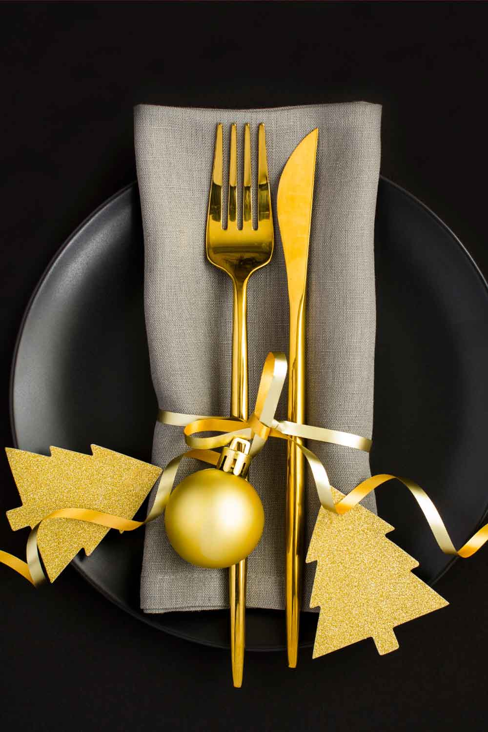 Gold Christmas Trees Napkin Ring Design