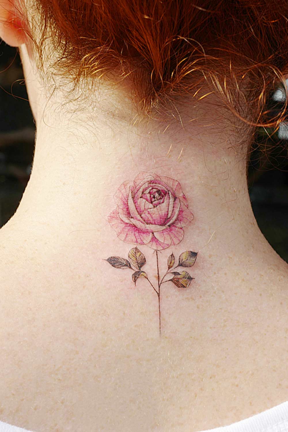 rose neck tattoos for girls