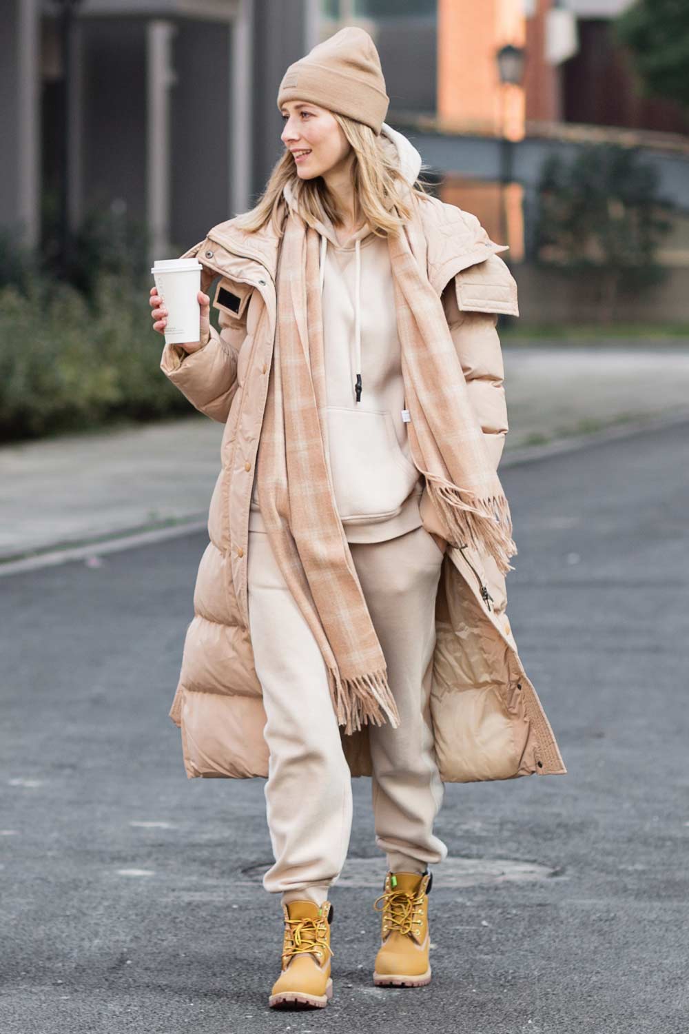 Puffy Coat Beige Winter Outfits
