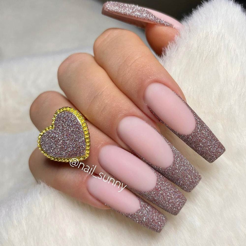 Shimmering Nude French Nails