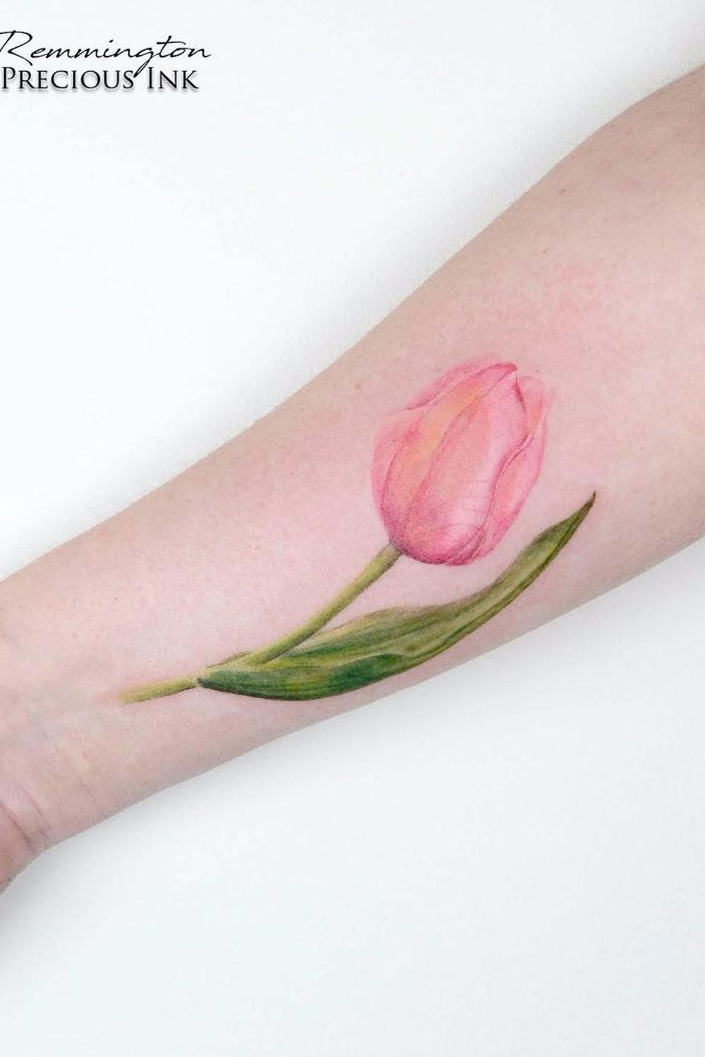 Watercolor Tulip Flower Tattoo Design