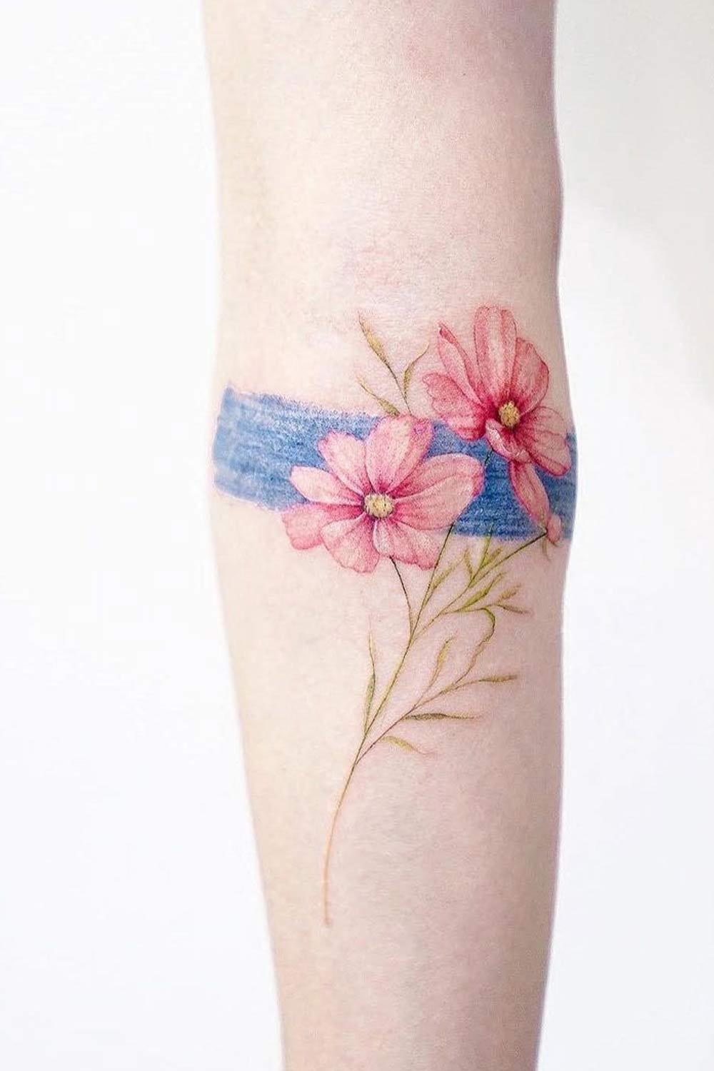Watercolor Floral Tattoo Design for Arm