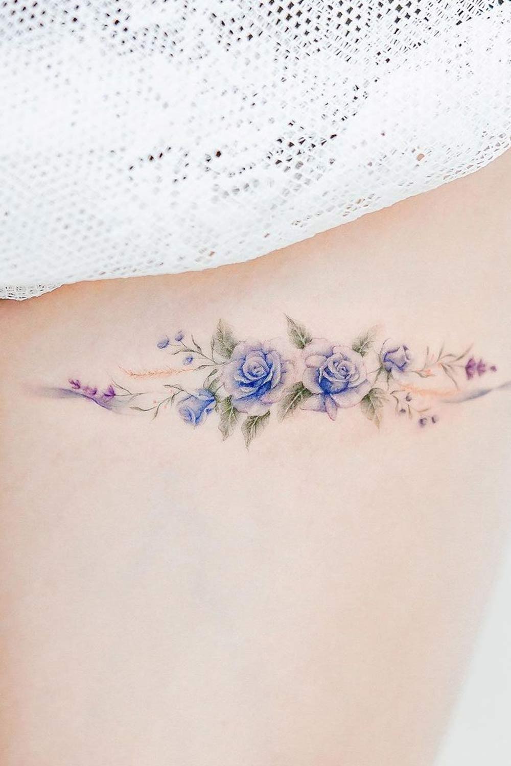 Blue Roses Tattoo Design for Leg