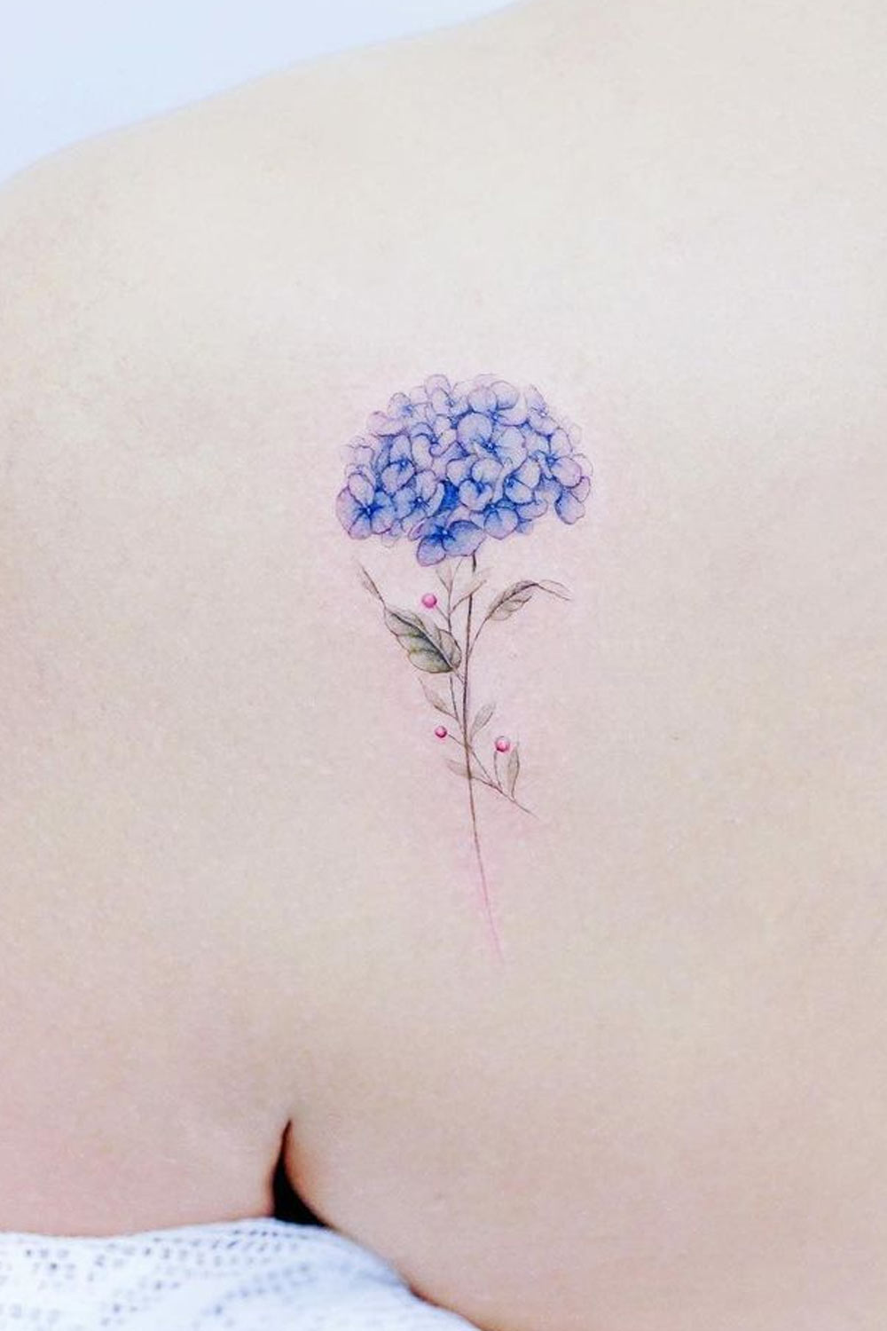 Blue Hydrangea Flower Tattoo Design