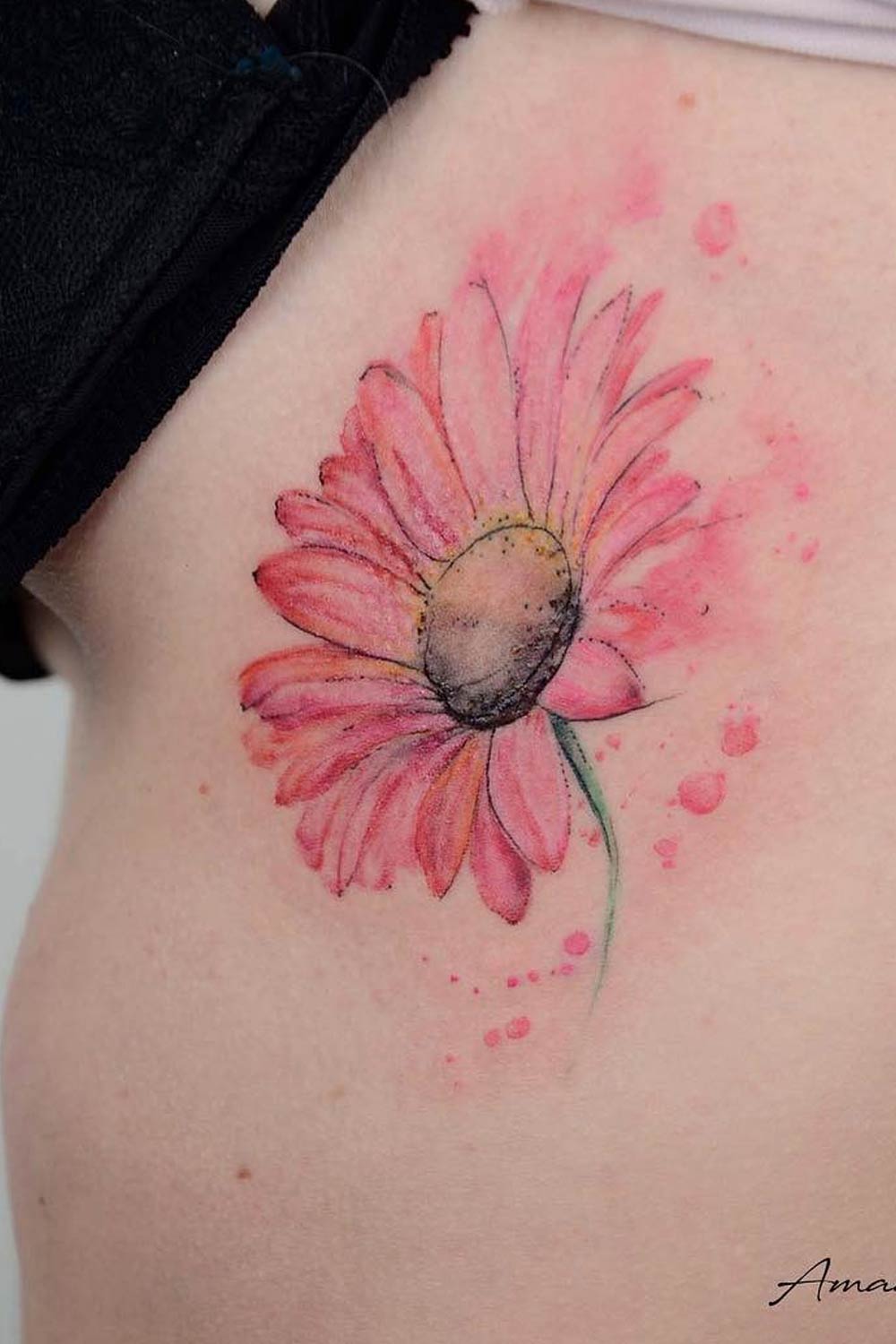Gerbera Daisy Watercolor Tattoo