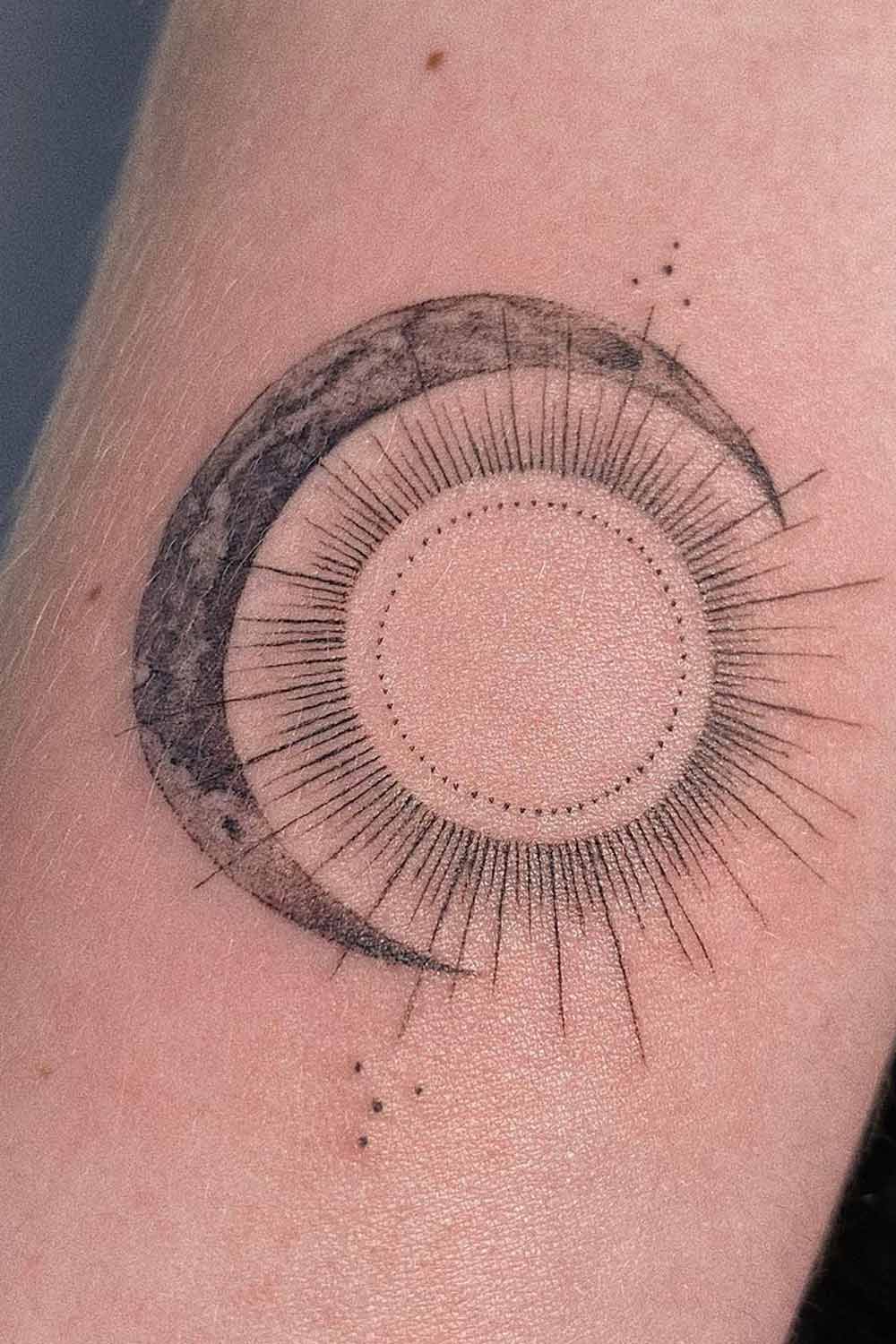 Sun and Moon Dotwork Tattoo Design