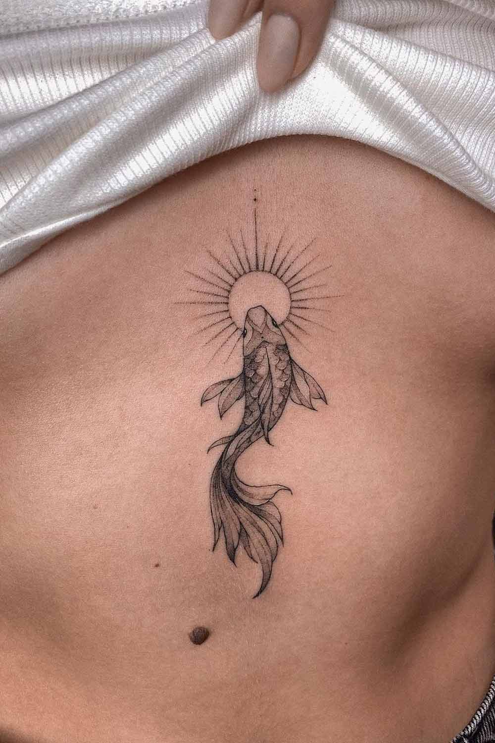 Sun and Koi Fish Tattoo Design