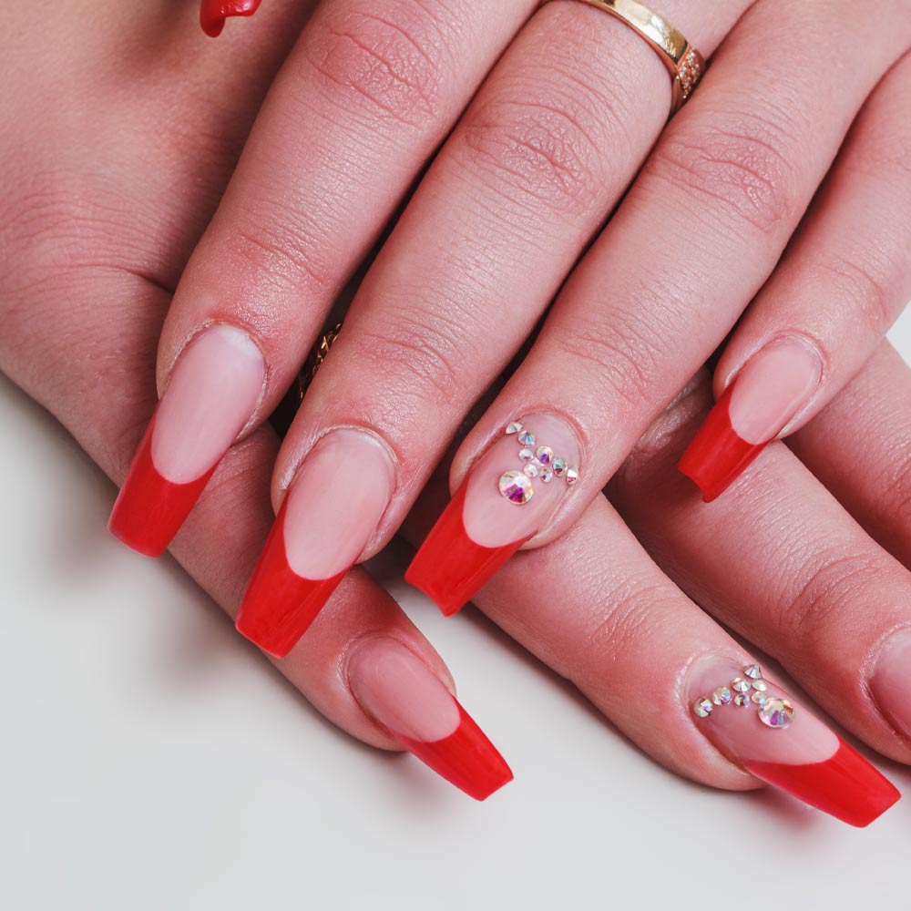 Red and Nude French Nails