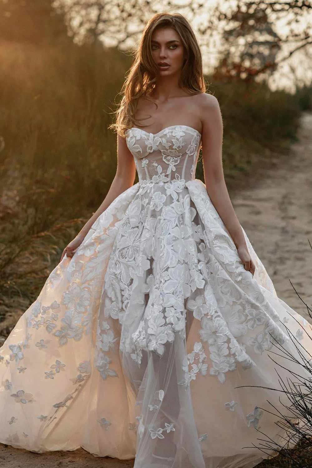 Off the Shoulder Corset Wedding Dress Design