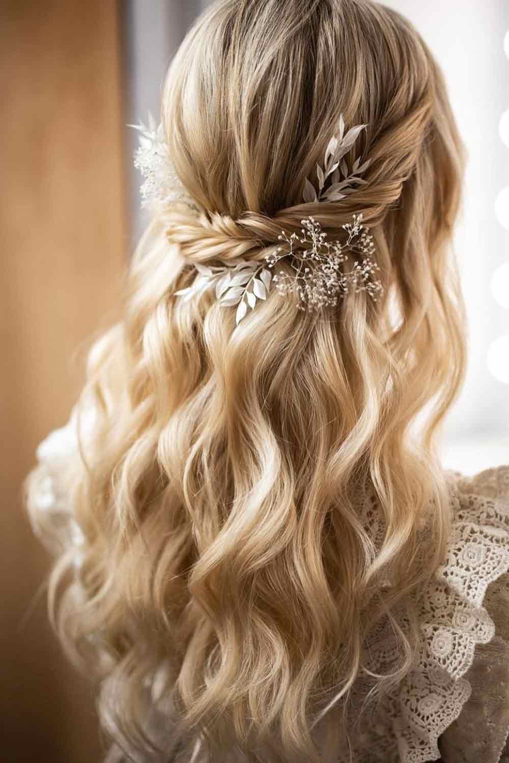 Half Up Half Down Hairstyle with Braid and Accessories