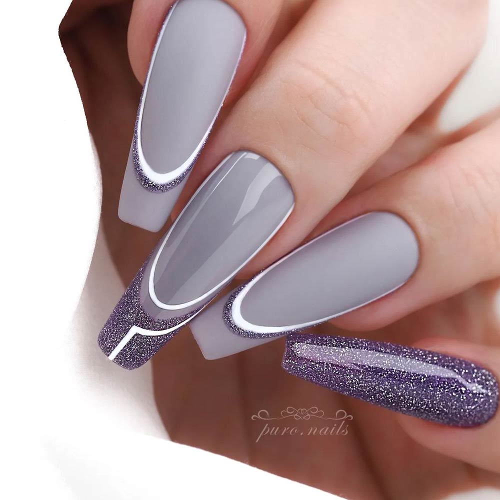 Coffin deals grey nails