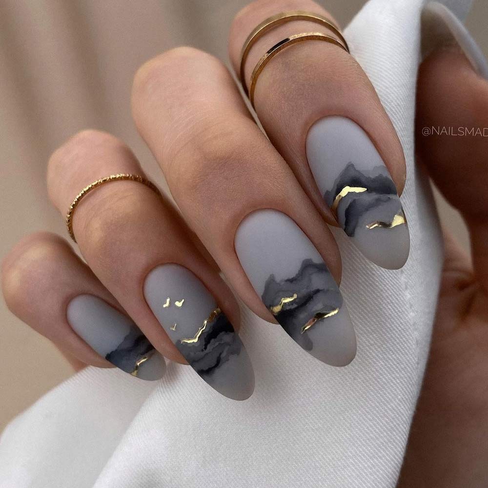 Matte Grey Nails Idea