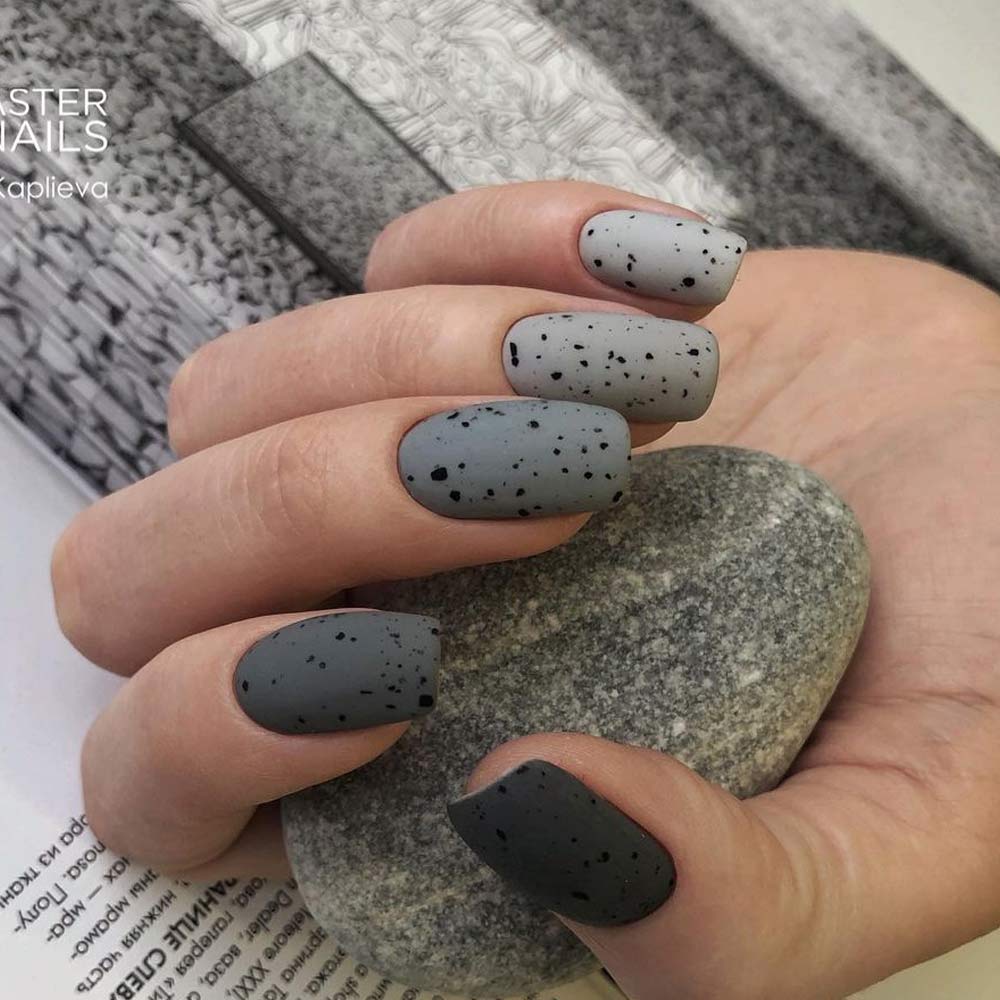Shades of Grey with Egg Pattern Nails