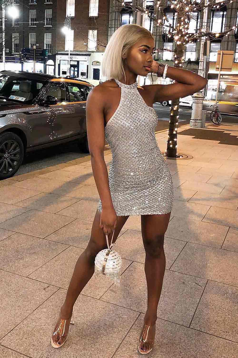 Silver Mini Dress for Valentines Day