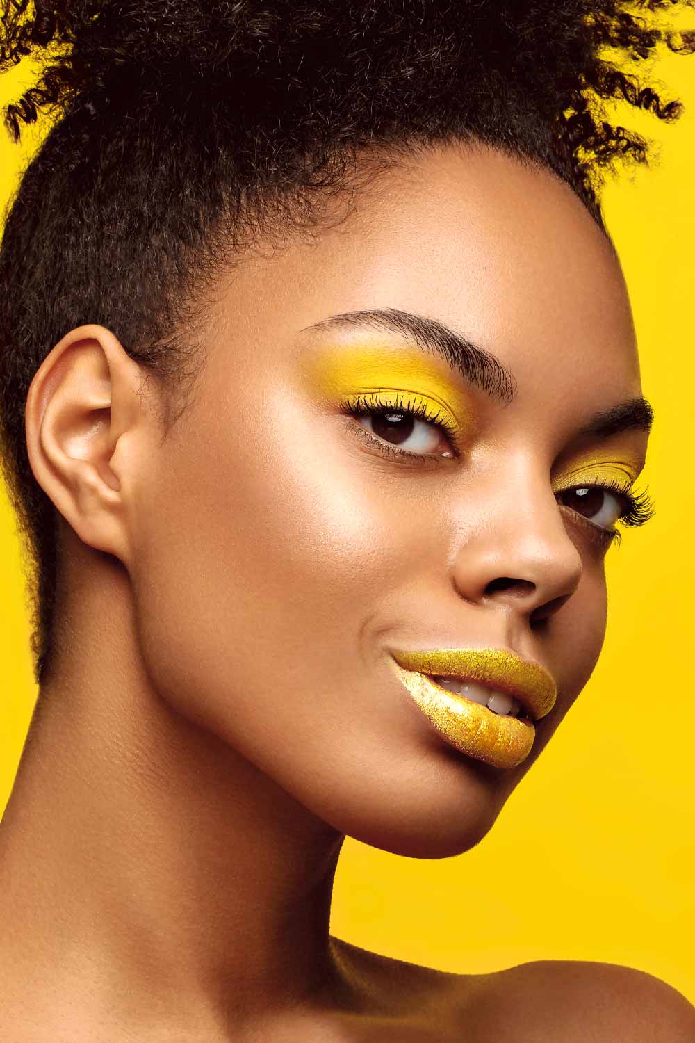 Yellow Accent Makeup for Dark Skin