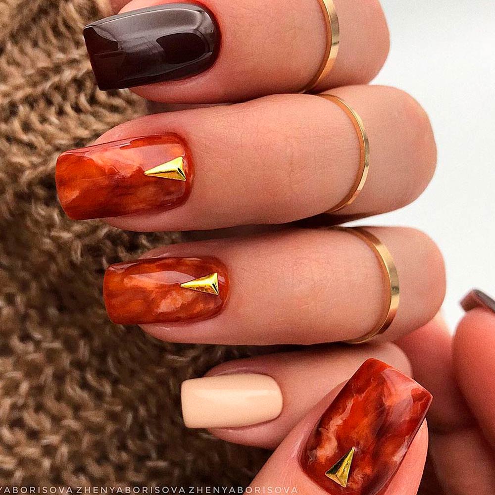 Brown Marble Nails