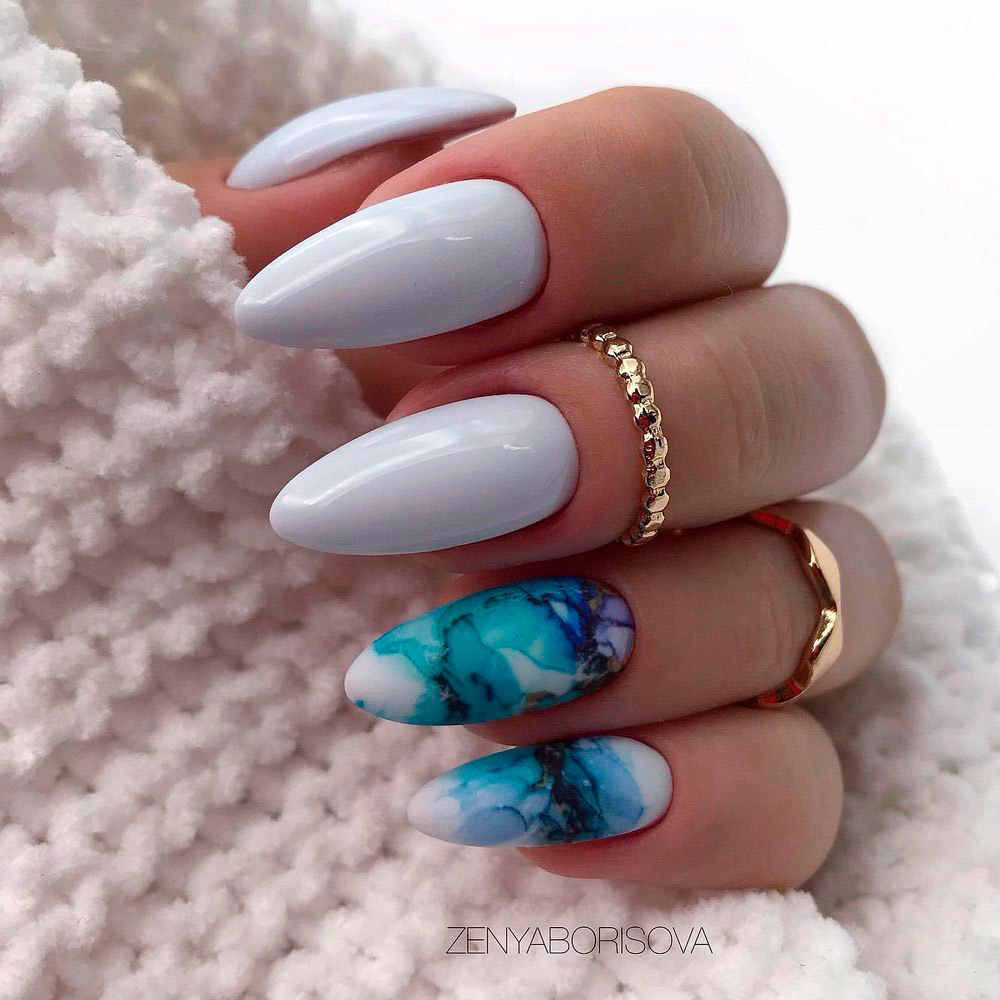 Blue Marble Nails