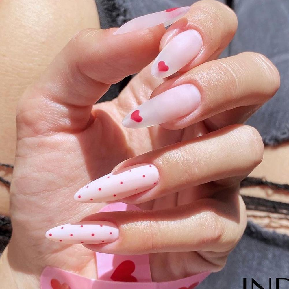 Nude Nails with Polka Dots