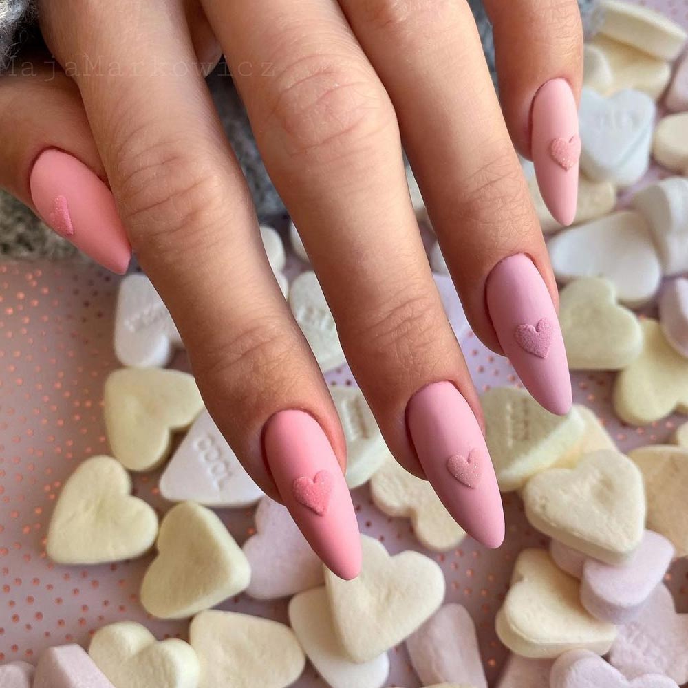 Pink Shades Matte Nails for Valentines Day