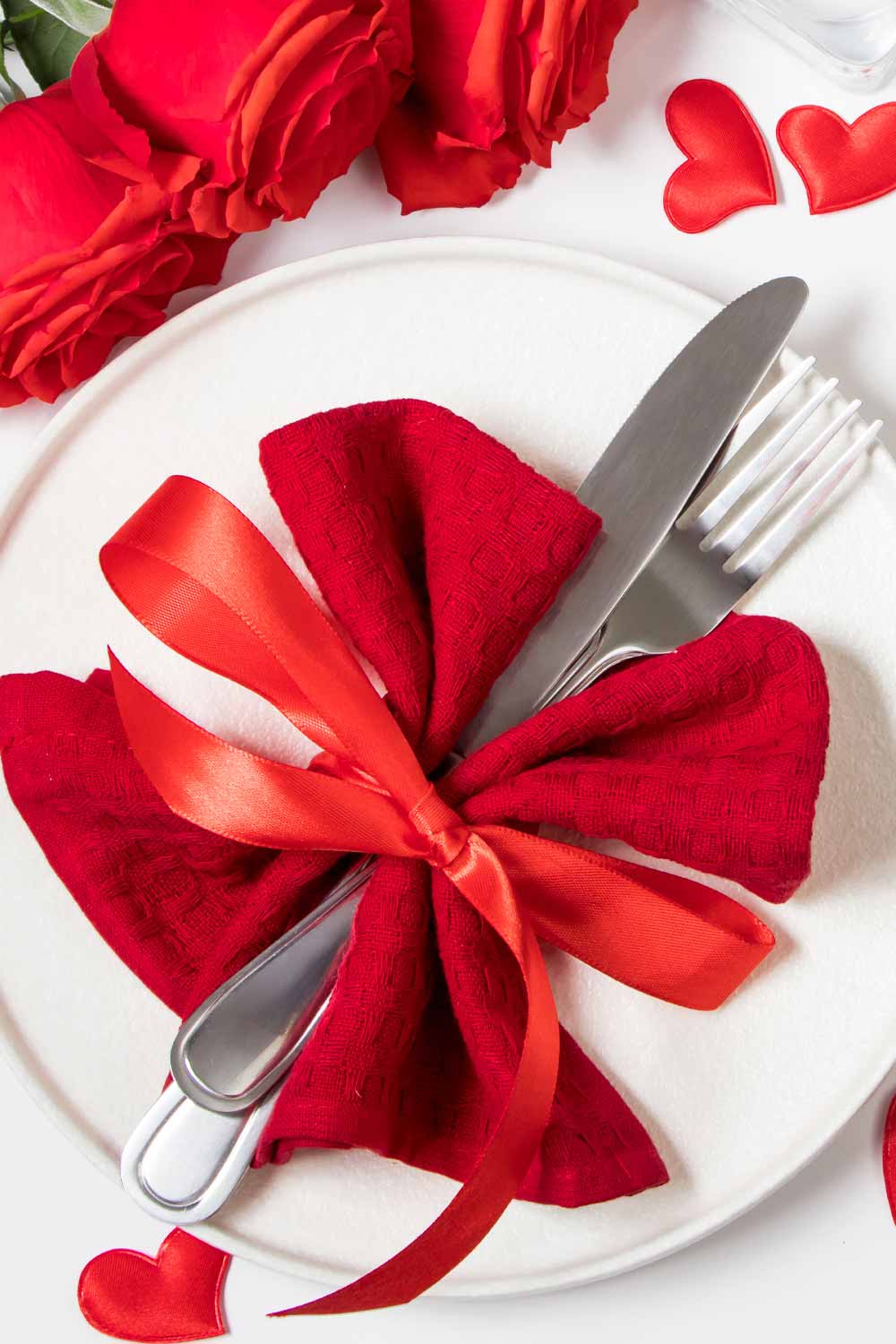 Red Accent Decoration for Valentine's Day Evening Table