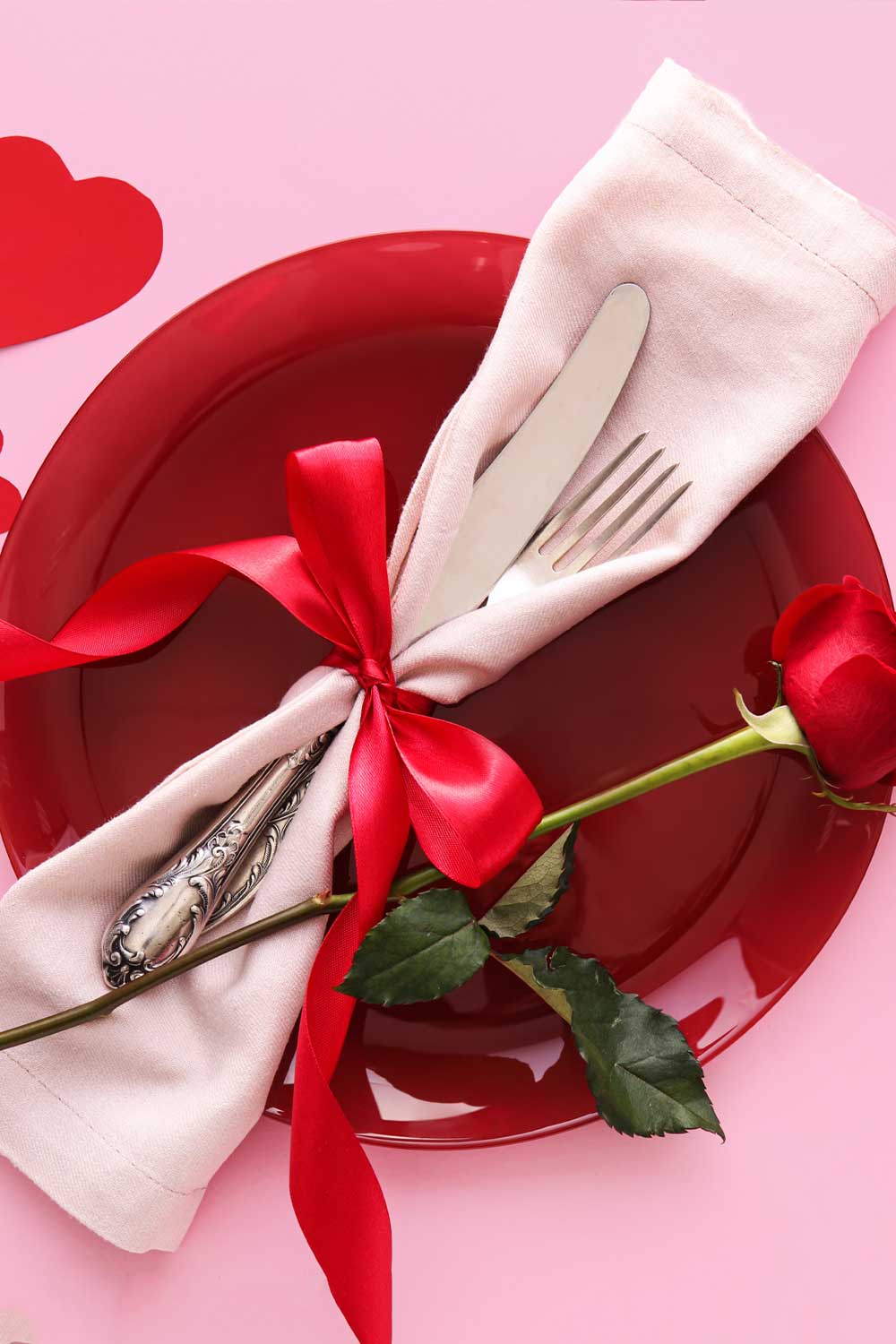 Valentine's Day Napkin Ring Idea with Rose 