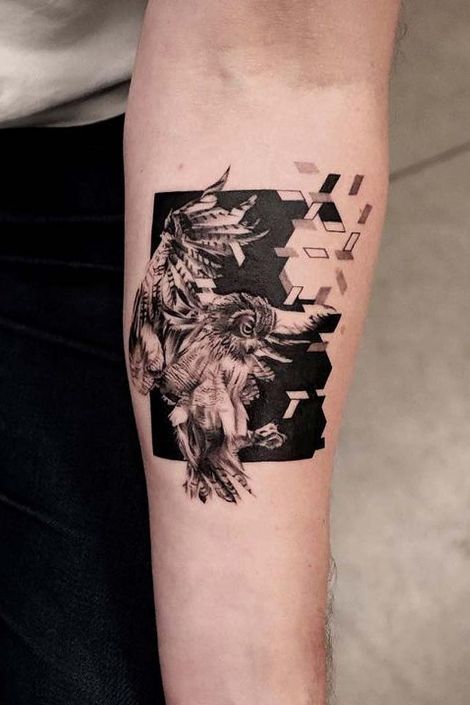 Blackwork Owl Tattoo Design