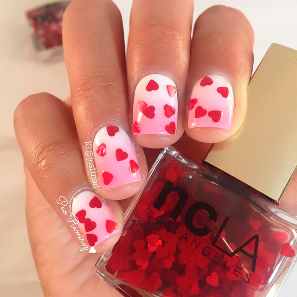 Pink And Red Nail Designs For Valentine