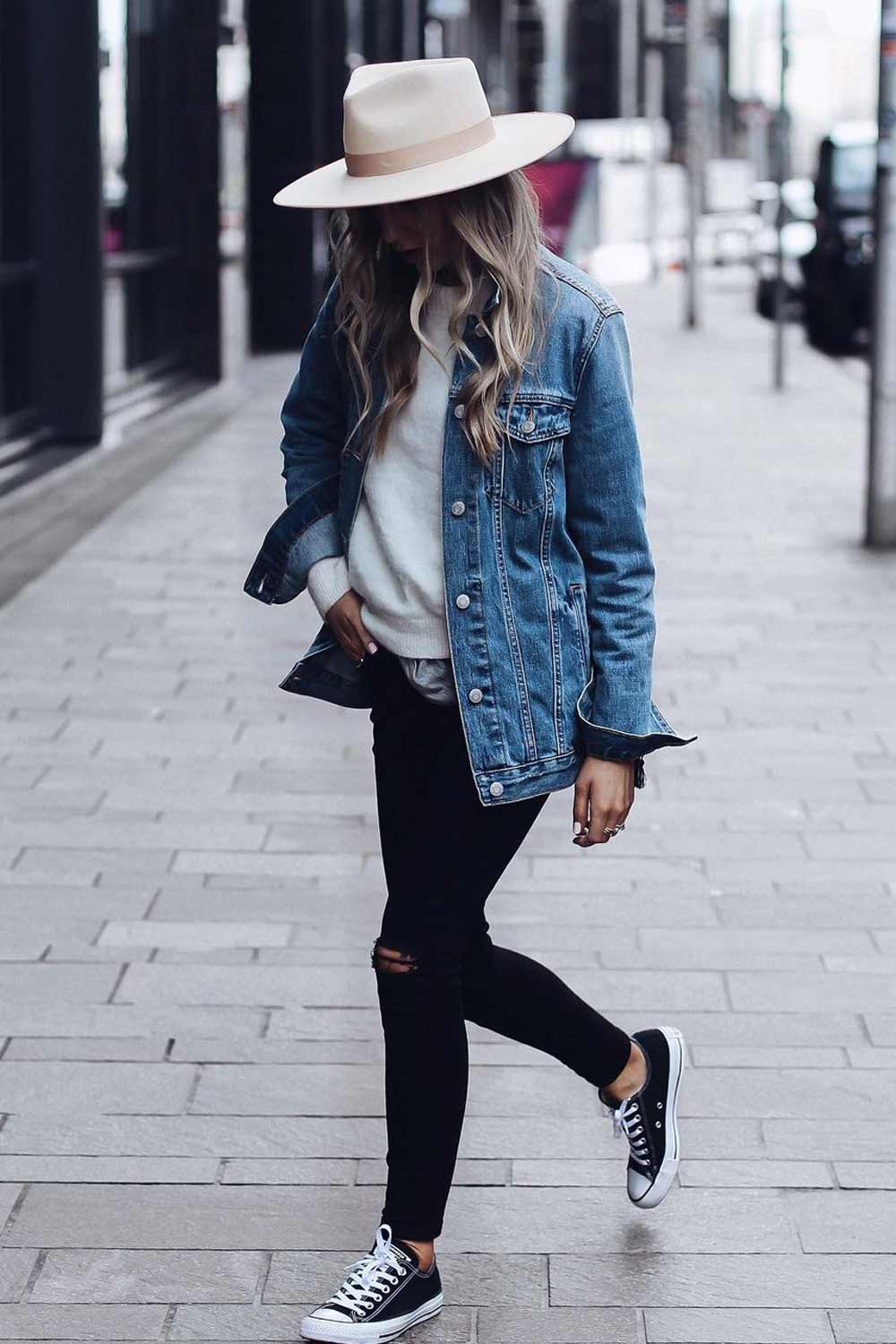 Denim Jacket Outfits with Ripped Jeans