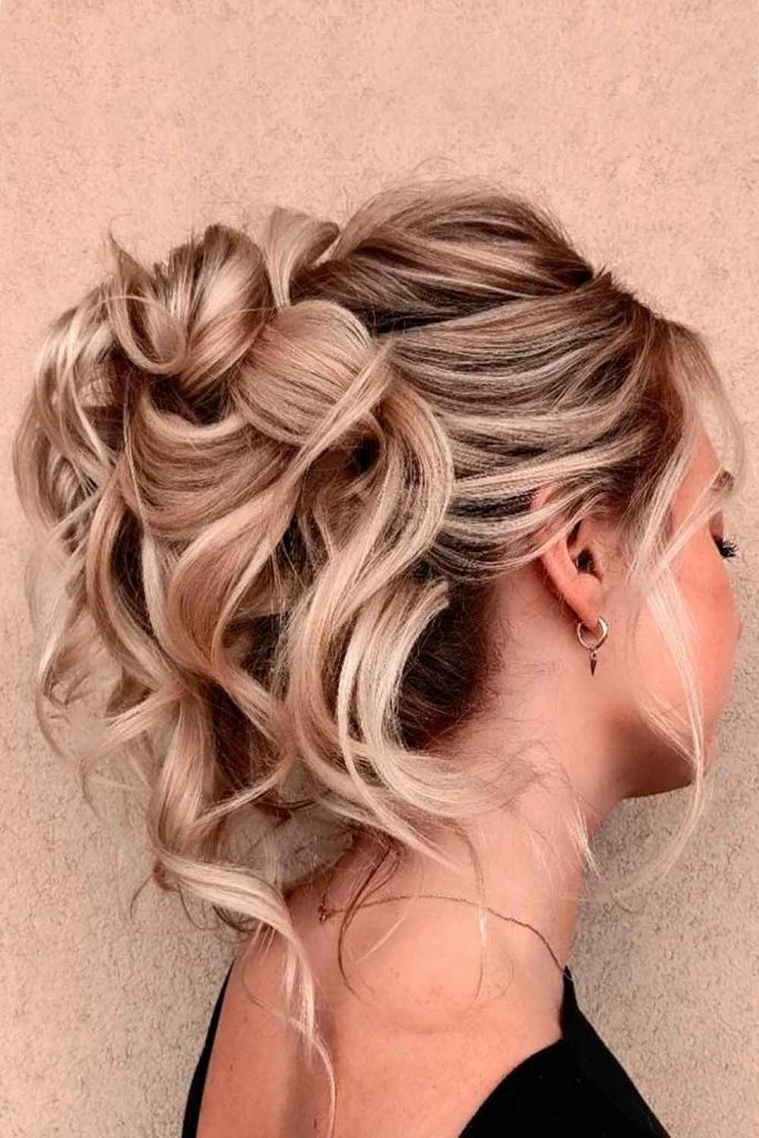 Swept Up Loose Knotted Updo For Longer Hair
