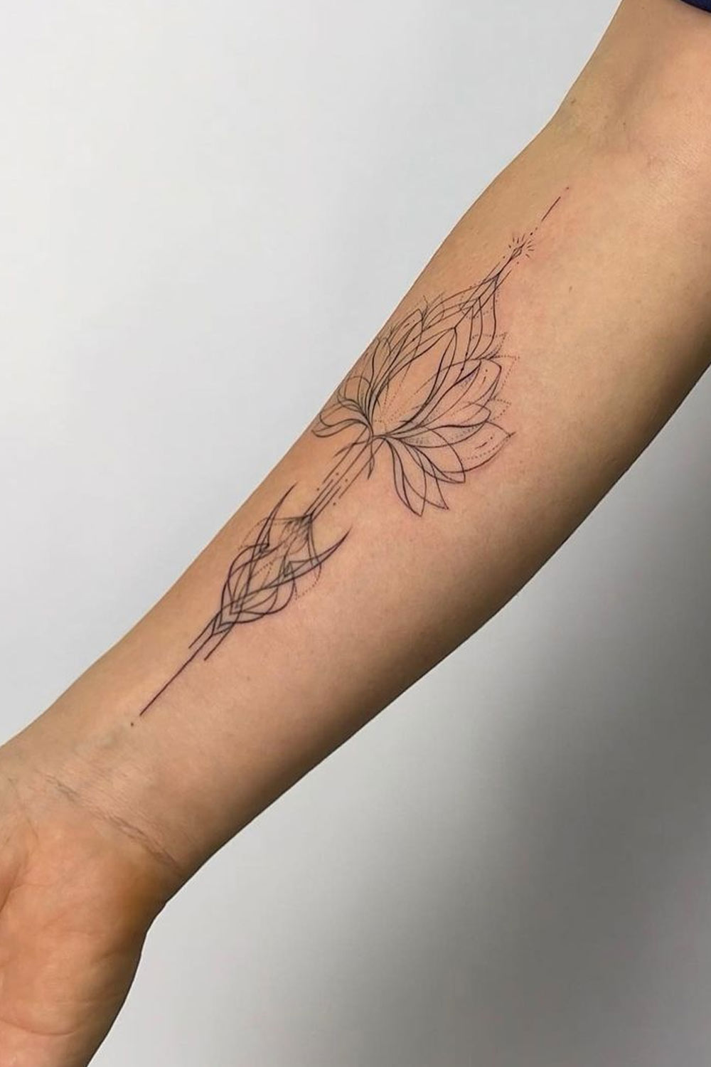 Outline Lotus Flower Tattoo