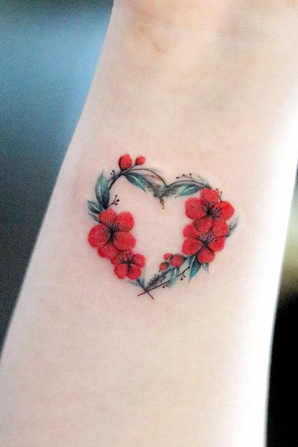 Heart Tattoo With Flowers