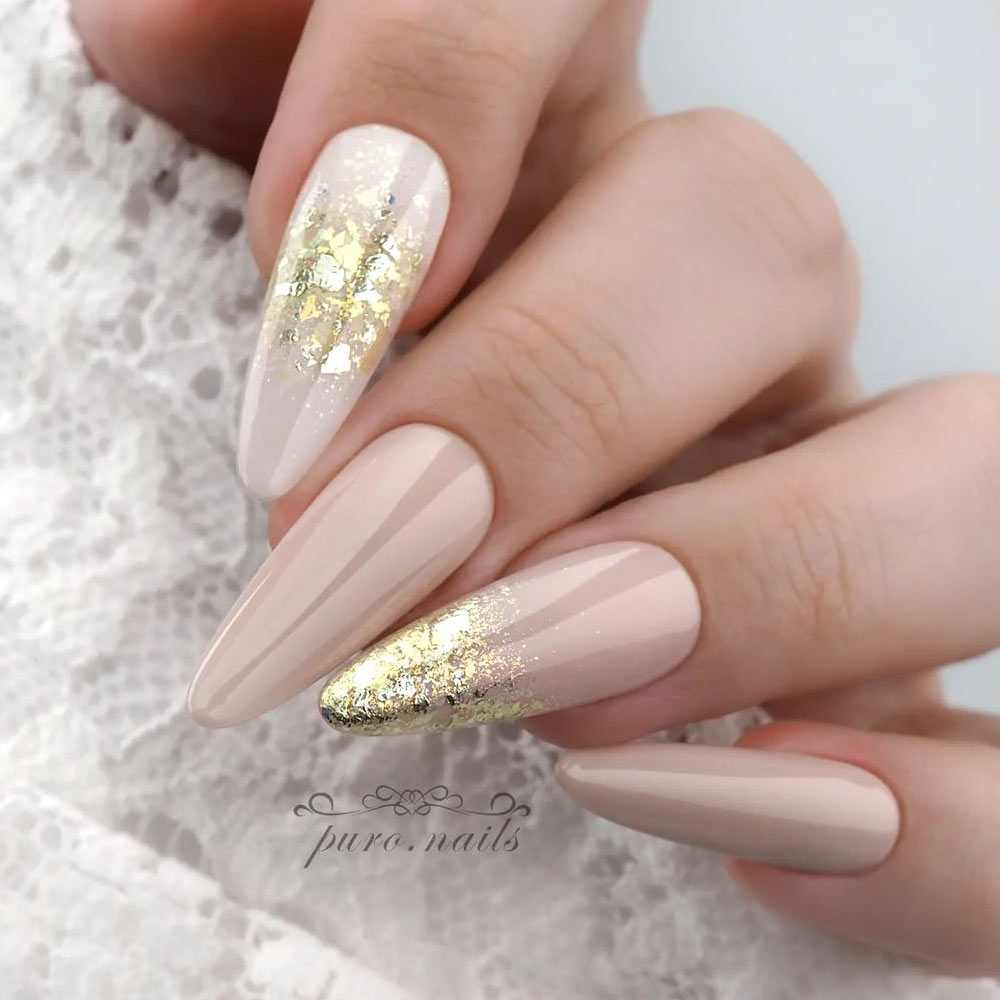 Nude Light Mauve Nails with Glitter