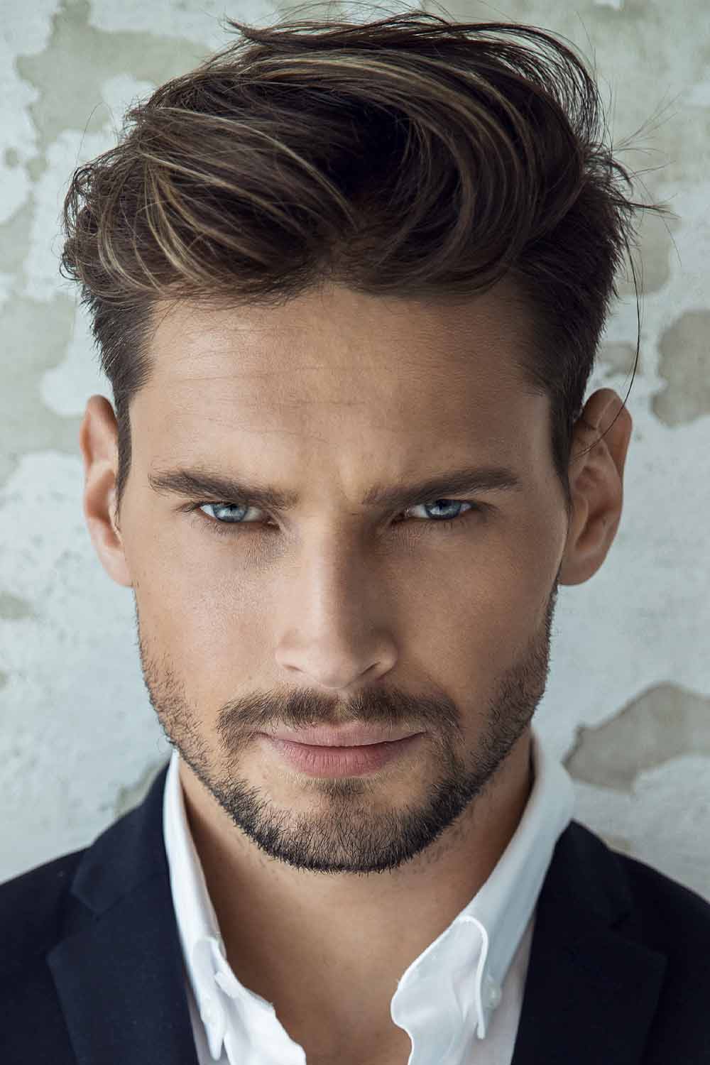    Mens Medium Length Hairstyles Side Swept 