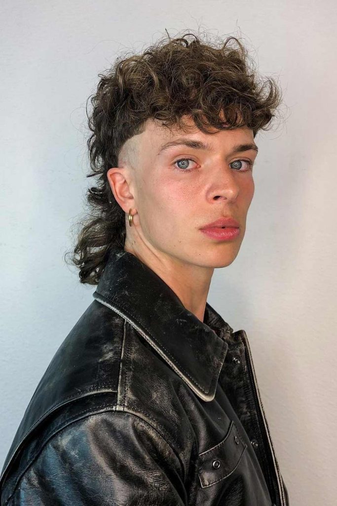 80s mullet style with Curly Hair