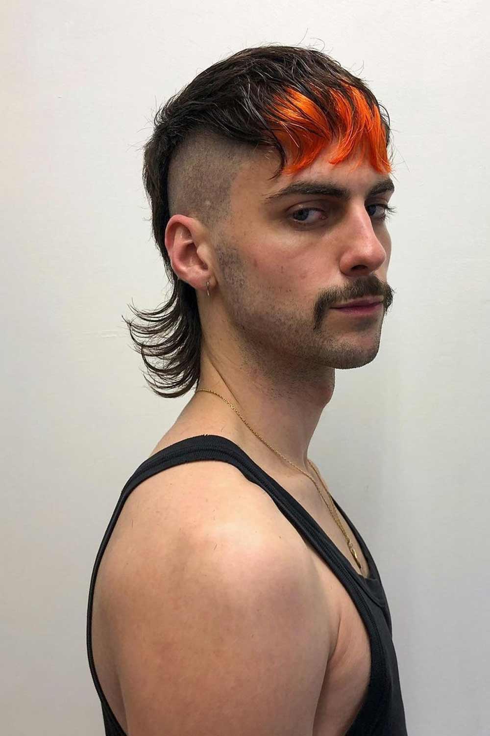 Undercut Mullet with Dyed Bangs