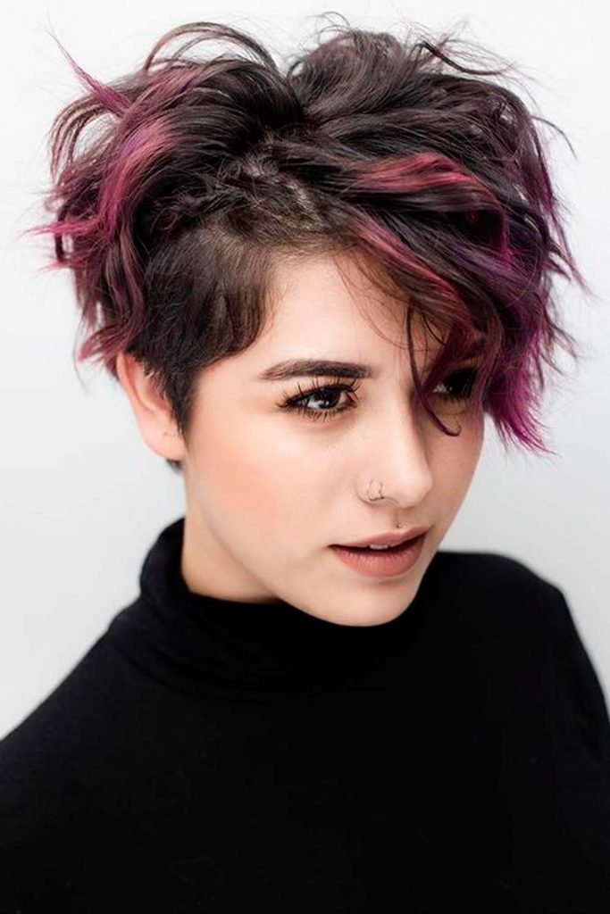 multi colored pixie cut