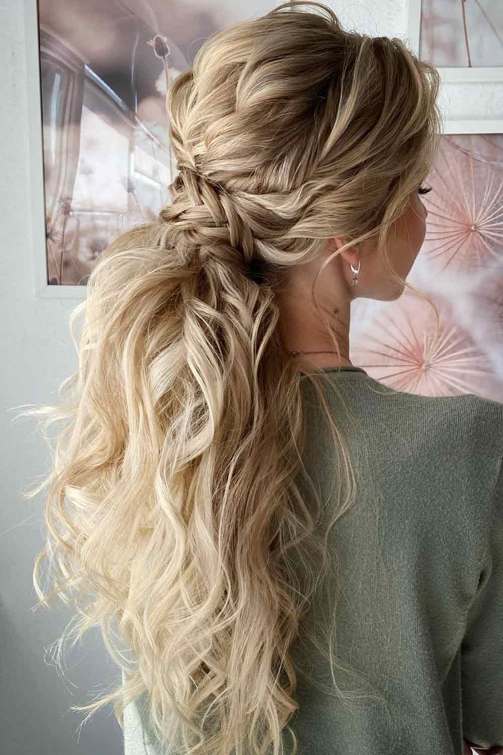 Ponytail with Braid Wedding Hairstyle