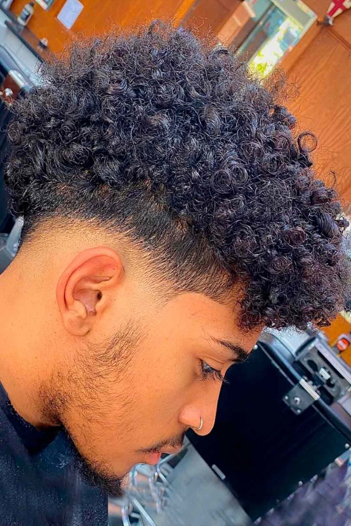 Mid Fade Afro Curls