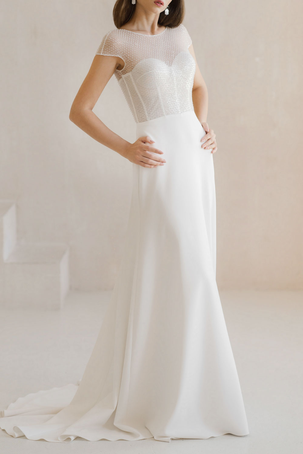 Simple Wedding Dress with Long Back