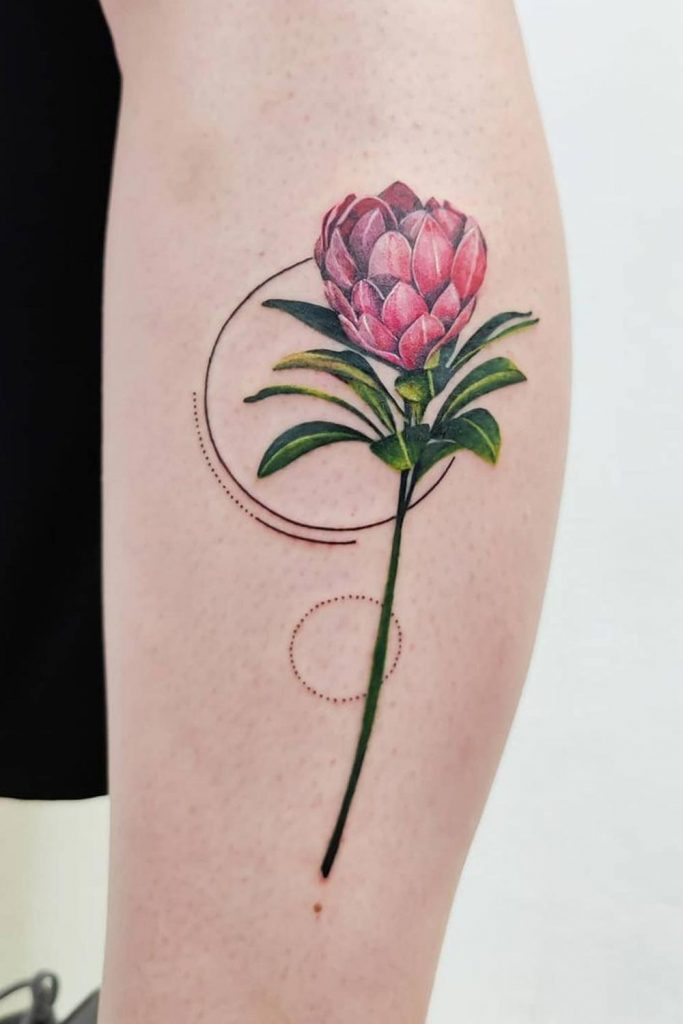 Protea Flower Tattoo Design #proteaflowertatttoo