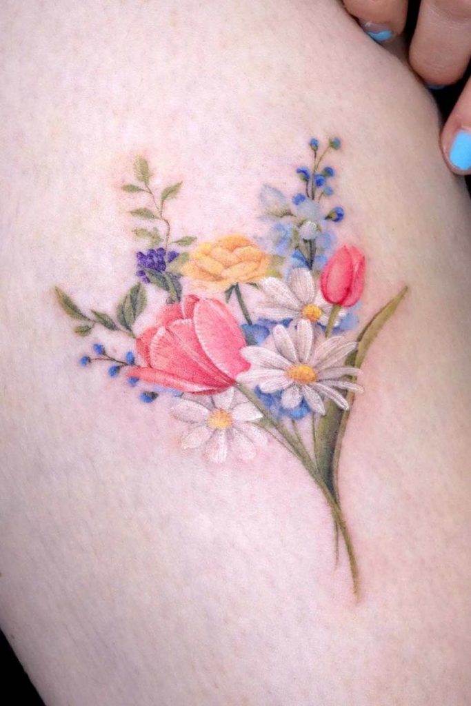 Floral Boquet Tattoo Design